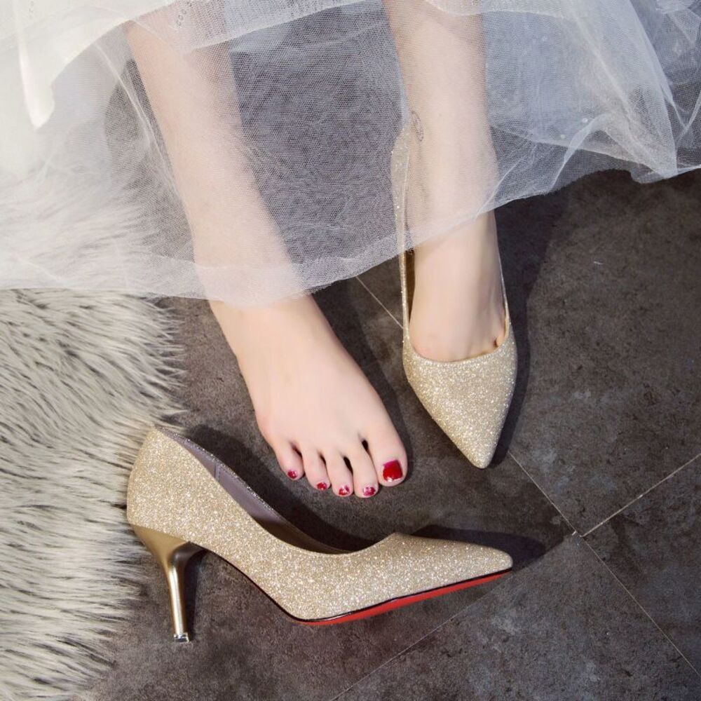 ☆ ゴールド(ヒール7cm) ☆ 37(23.5cm) ☆ ウエディングシューズ pky2c パーティー パンプス 結婚式 ハイヒール拍卖