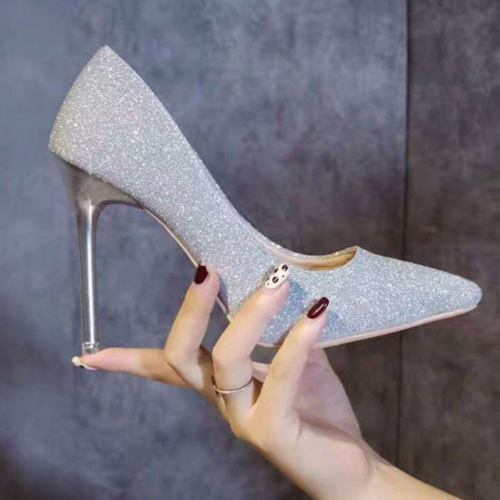 ☆ シルバー(ヒール10cm) ☆ 39(24.5cm) ☆ ウエディングシューズ pky2c パーティー パンプス 結婚式 ハイヒール拍卖