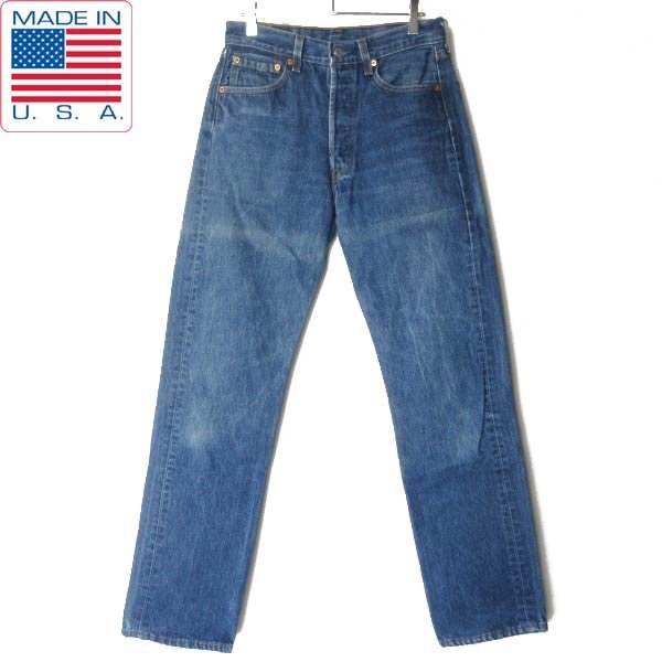 90s USA製 リーバイス 501 美アタリ 濃いめ ジーンズ W29(実寸W28) サンフェード レディース ブルー 古着 ビンテージ D152-21-0056ZV拍卖