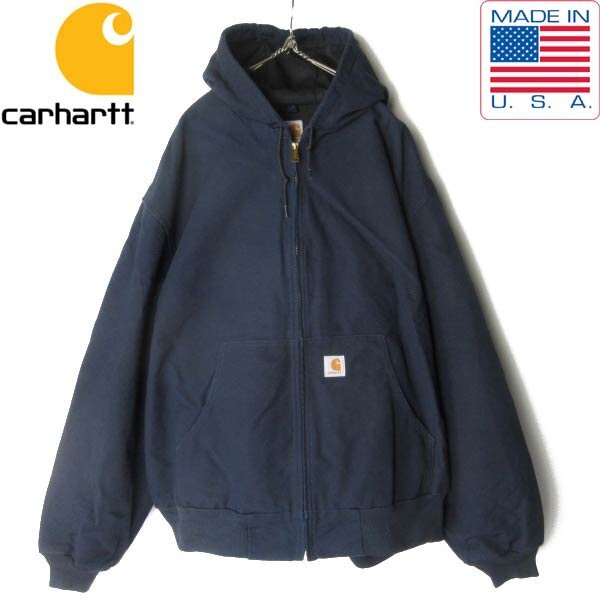 美品 USA製 carhartt カーハート J131 DNY アクティブジャケット 紺系 3XL-R 裏サーマル 大きいサイズ アメリカ製 D152-18-0050ZVW拍卖