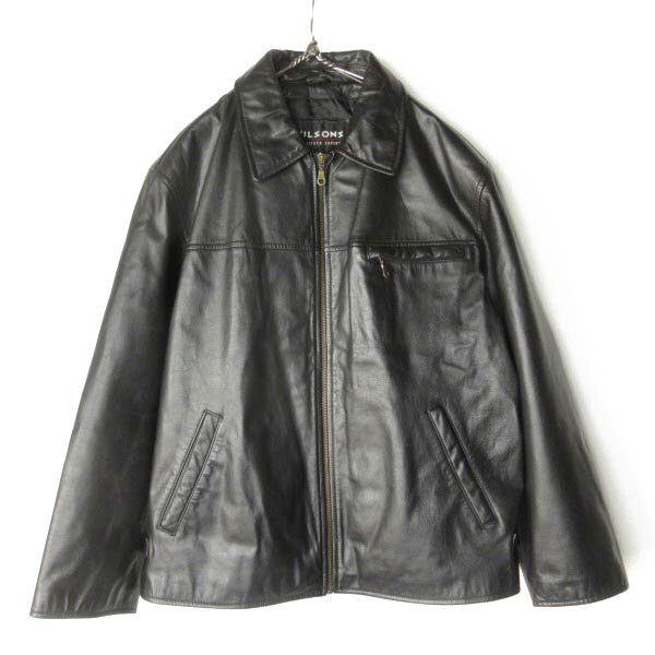 90s WILSONS LEATHER ショート レザー ジャケット 黒 M程度 シングルライダースtype 短丈 革ジャン ビンテージ D152-18-0037ZTW拍卖