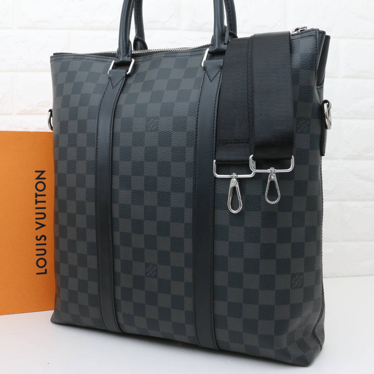 RFID搭載 LOUIS VUITTON ルイヴィトン ダミエ グラフィット アントン トート N40000 2WAY トートバッグ ショルダーバッグ ビジネス メンズ拍卖