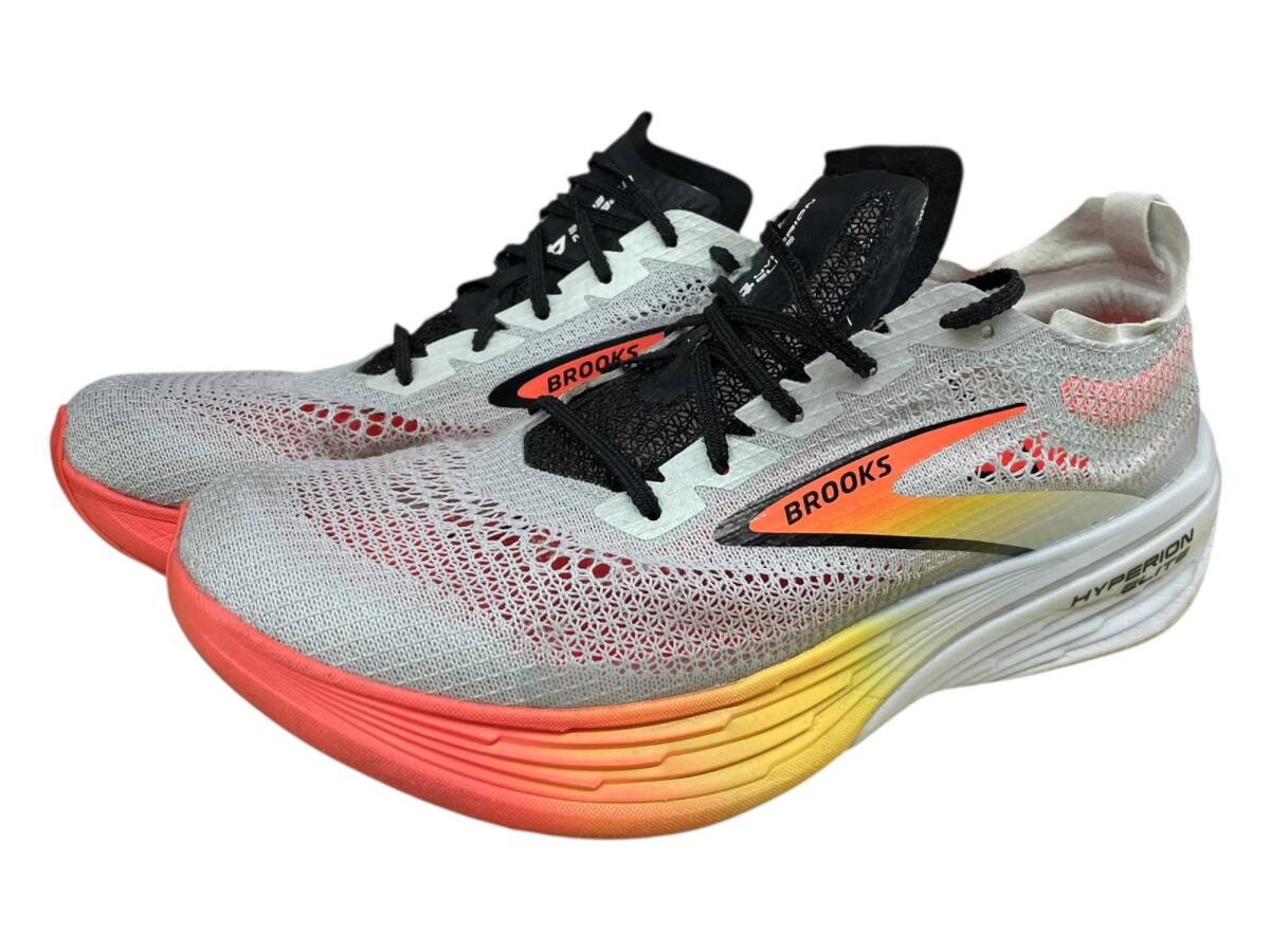 BROOKS (ブルックス) Hyperion Elite 4 ハイペリオンエリート ランニングシューズ 29cm US11 ホワイト×オレンジ メンズ/025拍卖