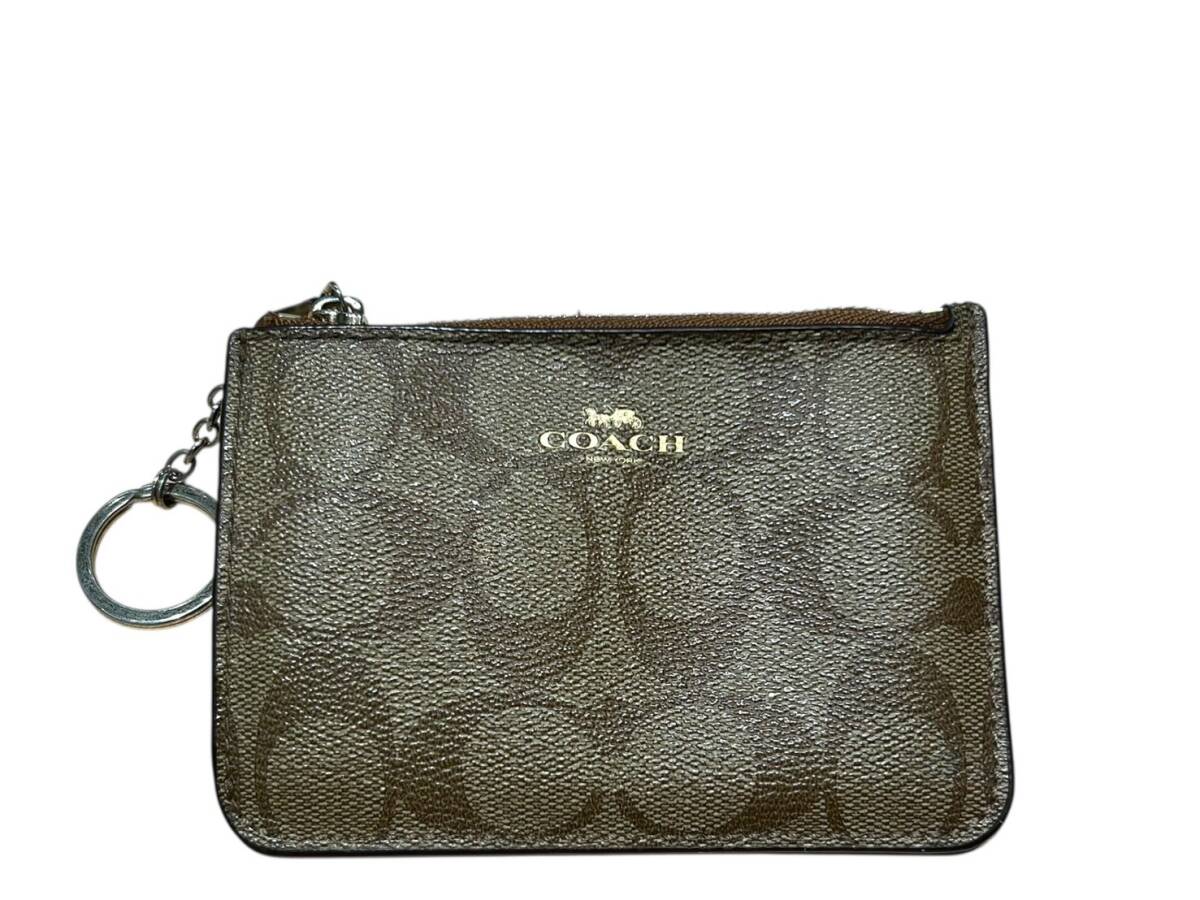 COACH (コーチ) シグネチャー キーリング付きコインケース 小銭入れ F63923 ブラウン 雑貨/065拍卖