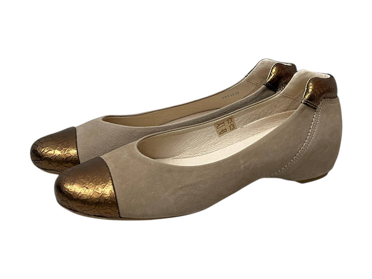 SOFTWAVES(ソフトウェーブス) メタリック トゥ パンプス ローヒール SW5101B サイズ表記無し ベージュ レディース/025拍卖