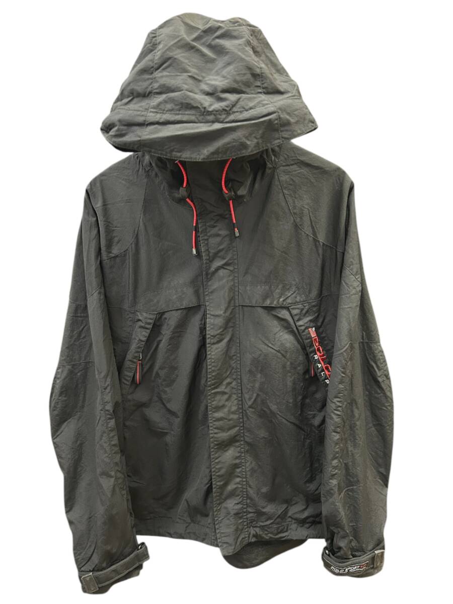 POLO SPORT (ポロスポーツラルフローレン) マウンテンパーカー ナイロン 刺繍入り 古着 90s 00s L ブラック メンズ/027拍卖