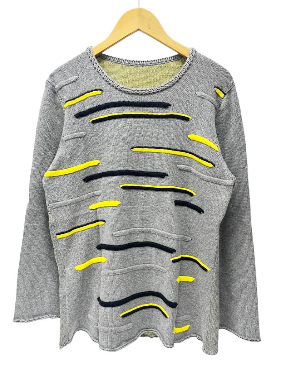 lucien pellat-finet (ルシアンペラフィネ) イタリア製 長袖 ニット デザインカットソー M グレー メンズ/028拍卖