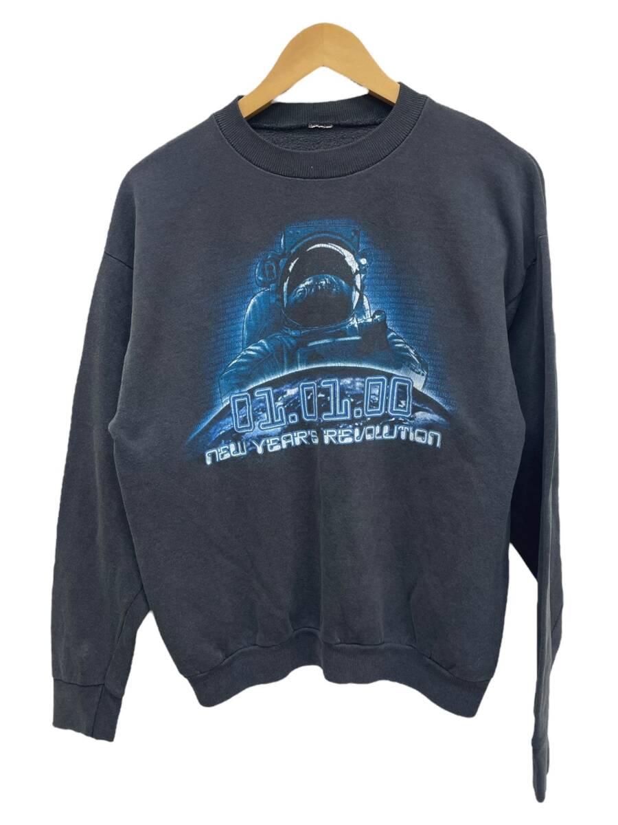 古着 01.01.00 New Year's Revolution スエット トレーナー 90s ビンテージ サイズ表記消え ブラック メンズ/045拍卖
