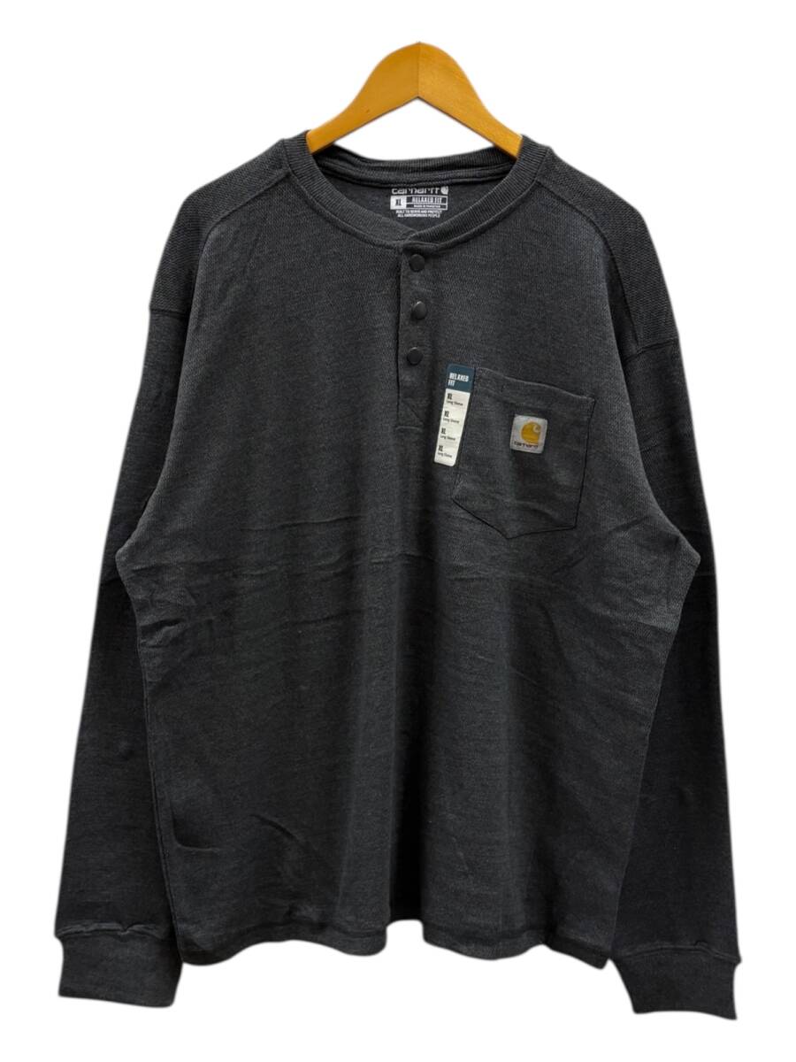 Carhartt (カーハート) ヘンリーネック ポケット サーマルカットソー 長袖Tシャツ TK4429 XL チャコール メンズ/078拍卖