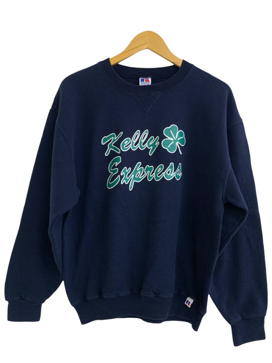 RUSSELL ATHLETIC (ラッセルアスレティック) プリントスエット トレーナー 90S 裏起毛 両面 前V 古着 ビンテージ M ネイビー メンズ/004拍卖