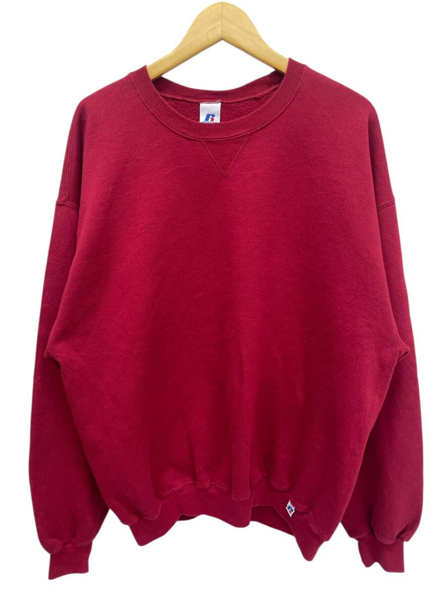 RUSSELL ATHLETIC (ラッセルアスレティック) 無地 90s エルサルバドル製 スエット トレーナー 前V XL レッド メンズ/045拍卖