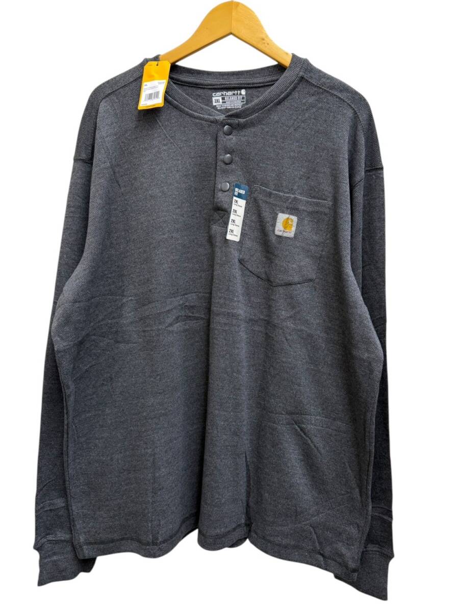 Carhartt (カーハート) ヘンリーネック ポケット サーマルカットソー 長袖Tシャツ TK4429 2XL チャコール メンズ/025拍卖