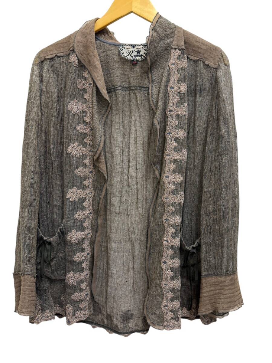 ROSSA(ロッサ) シースルーカーディガン レース 刺 44 ブラウン レディース/025拍卖