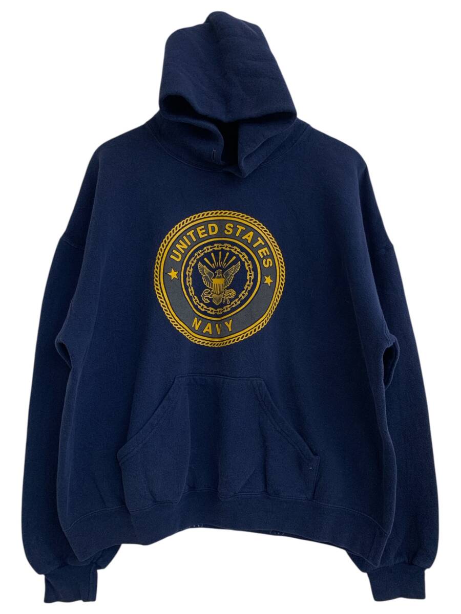 US.NAVY (ユーエスネイビー) ミリタリースエットパーカー USA製 SOFFEボディ 80S 90S 古着 ビンテージ XL ネイビー メンズ/004拍卖