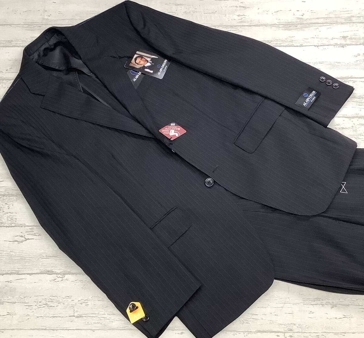 A4 90-78-165 新品未使用 オールシーズンスーツ ブラック系ストライプ アランドロンスーツ拍卖