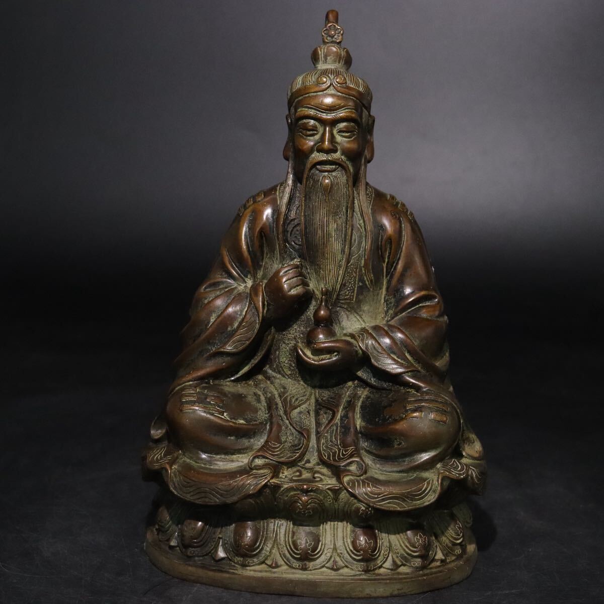 時代 銅製 古銅 人物像 置物 / 中国美術 老師 仙人 仏像 仏教美術 検索:儒教 密教 .B1341拍卖