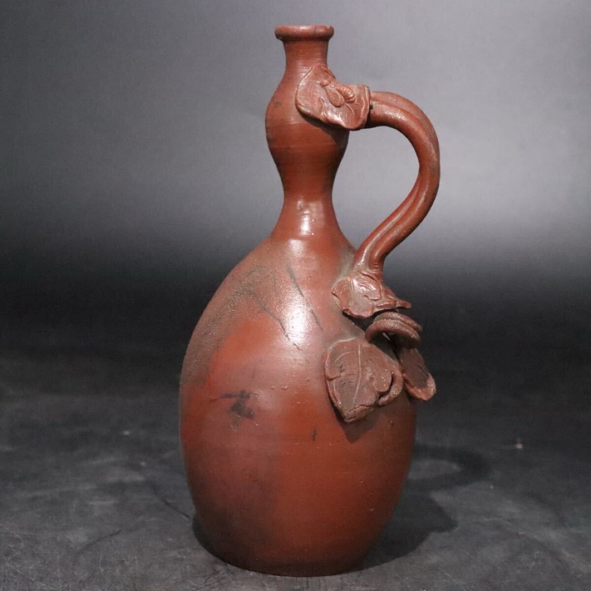 希少 古備前 「 瓢箪に蔦 」 細工物 徳利 / 備前焼 酒器 花器 花瓶 花入れ 手造り 手捻り .B1359拍卖