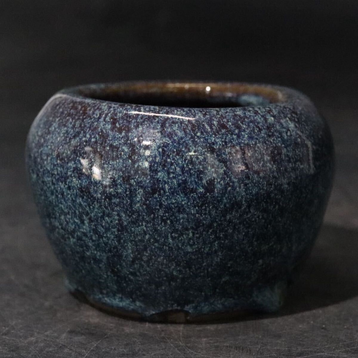 時代 紫砂 海鼠釉 水池 建水 / 中国美術 茶器 煎茶道具 書道具 紫泥 朱泥 .B1365拍卖