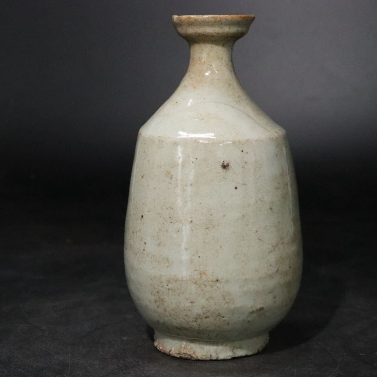 時代 李朝 白磁 広口 花瓶 / 雨漏り手 雨漏り 高麗 酒器 花器 壺 徳利 朝鮮古美術 .B1377拍卖