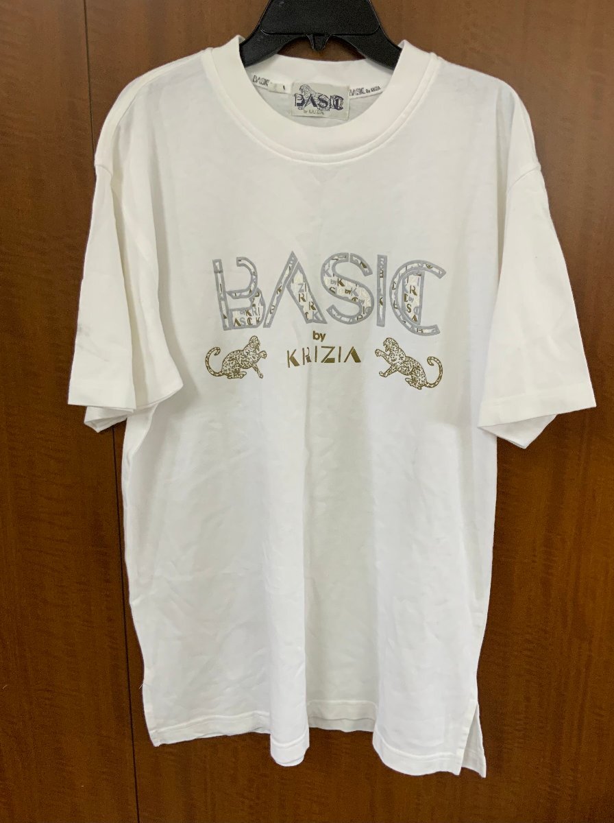 BASIC by KRIZIA ベーシック バイ クリツィア メンズ 半袖 ヒョウ柄 ロゴ刺繍 Lサイズ 古着拍卖