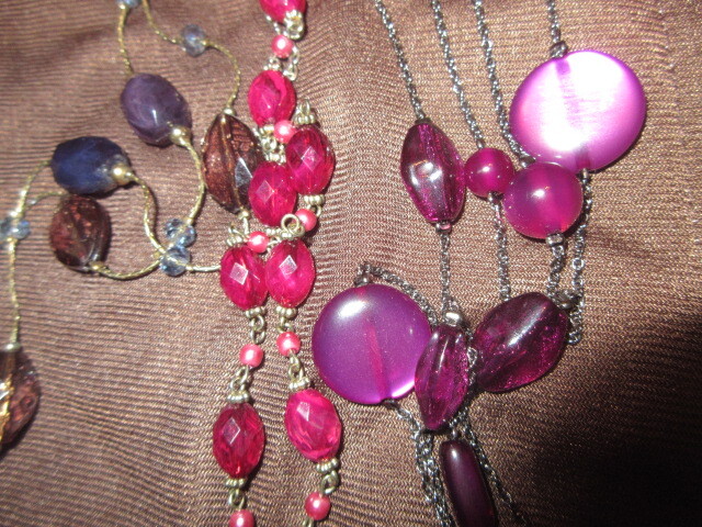 ■【ワイン系ガーネット風ネックレス3点おまとめ】■【画像1・2】1連■【画像3・4】長短2連■【画像5・6】1連■拍卖