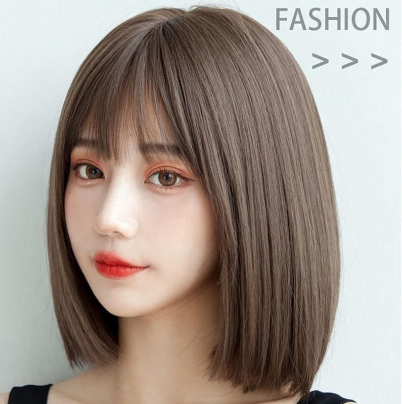 ウィッグ ボブ ストレート ダークブラウン ショート 耐熱 自然 ネット 高品質 医療用 簡単 ブラウン WIG かつら かわいい ネット付拍卖