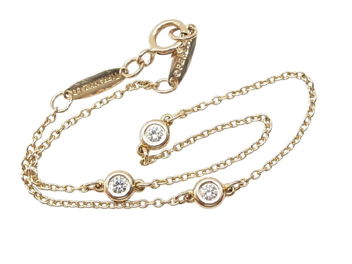 【TIFFANY&Co.】ピンクゴールド バイザヤード 3P ダイヤモンド ブレスレット 750 ティファニー K18 PG拍卖