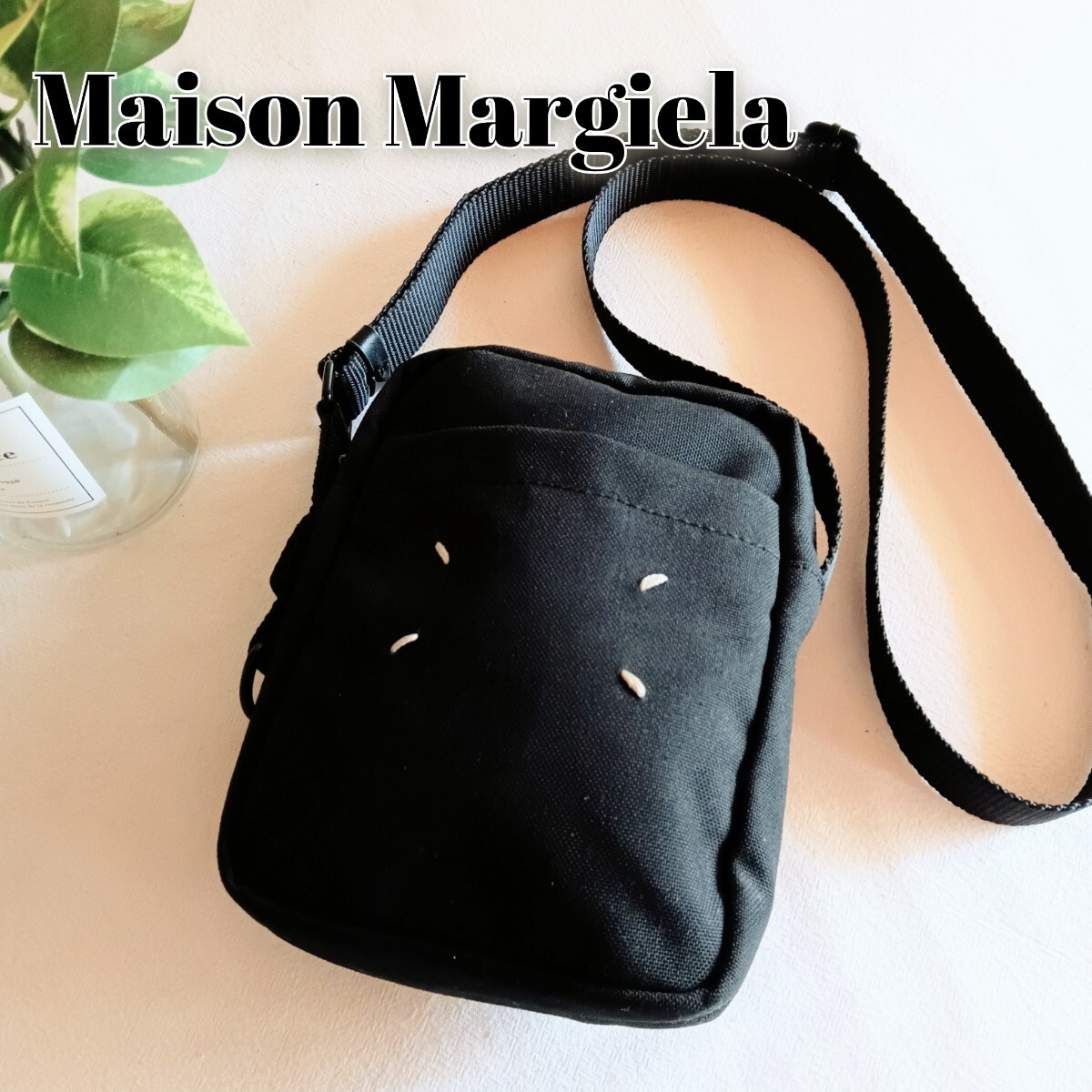 美品 メゾンマルジェラ ポシェット 鞄 ショルダーバッグ 黒 レディース メンズ拍卖
