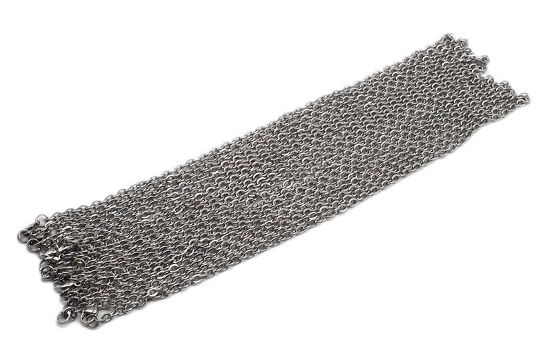 HK ハンドメイド用 ステンレス ネックレスチェーン 幅5ミリ 50CM 10本セット 送料無料拍卖