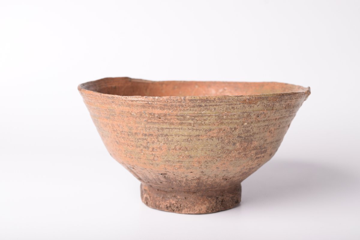 【茶道具】伊羅保茶碗 写し (黄伊羅保写) 時代木箱・仕覆付 侘び茶の逸品拍卖