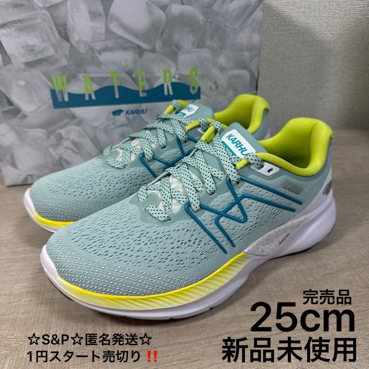 1円スタート売切り 新品未使用 25cm 定価17,600円 KARHU カルフ IKONI イコニ スニーカー ミント レディース ランニングシューズ 完売品拍卖
