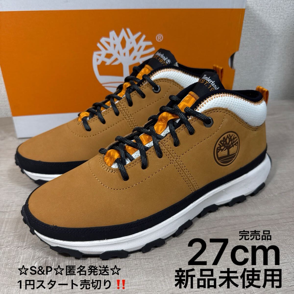 1円スタート売切り 新品未使用 27cm US9 Timberland ティンバーランド WINSOR TRAIL MID ブーツ スニーカー レースアップ ウィート拍卖