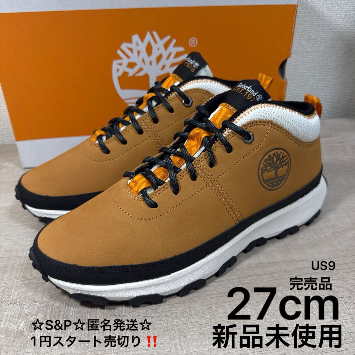 1円スタート売切り 新品未使用 27cm US9 Timberland ティンバーランド WINSOR TRAIL MID ブーツ スニーカー レースアップ ウィート拍卖