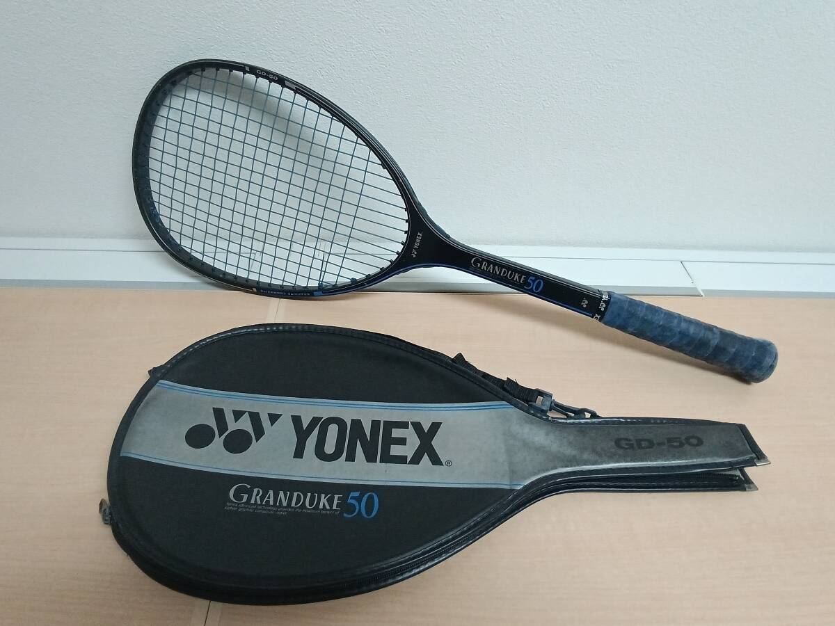 ヨネックス YONEX GRANDUKE 50 グランデューク50 GD-50 ケース付(プラスチックの左フック破損あり) ソフトテニス/軟式/ラケット UF17拍卖
