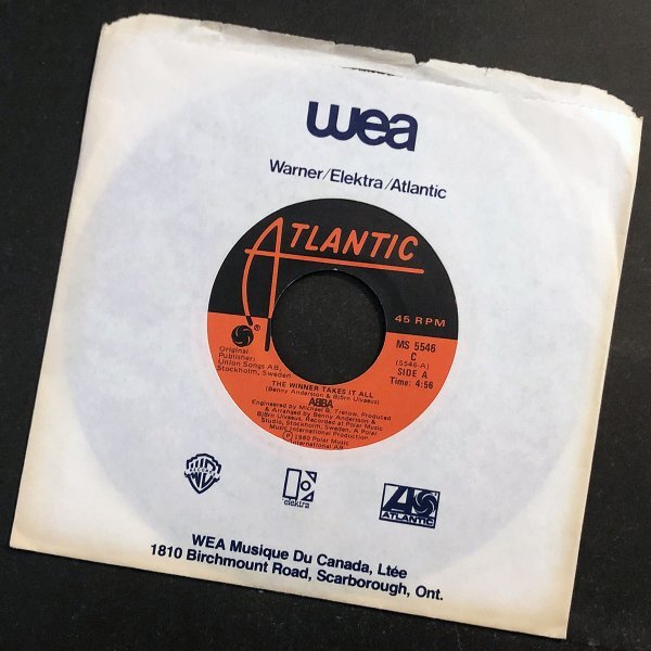 ABBA The Winner Takes It All カナダ盤シングル Atlantic 1980拍卖