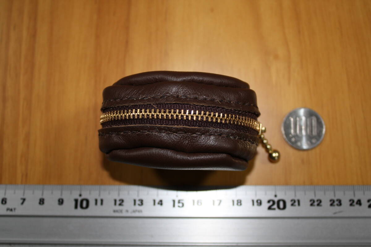 コインケース 小銭入れ 薬入れ ピルケース チョコ ハンドメイド 手縫 革 本革 拍卖