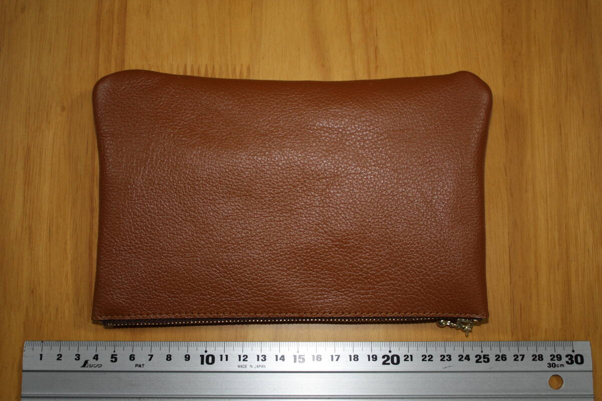 通帳ケース 化粧ポーチ 札入れ 本革 革 ハンドメイド 茶拍卖