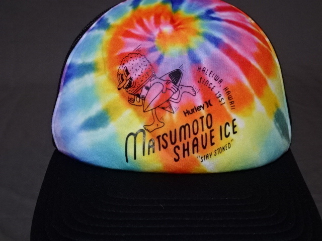 激レア USA購入 アメリカ企業モノ ハワイ かき氷 店舗 【MATSUMOTO SHAVE ICE】x 【Hurley】ハーレー ロゴマーク付メッシュCAP 中古良品拍卖