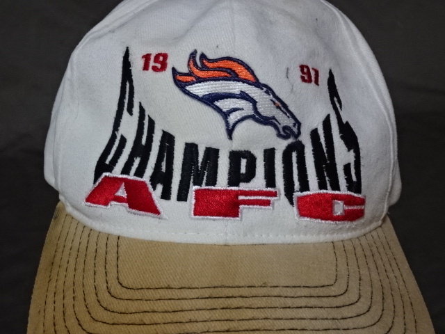 激レア USA購入【STARTER】ドミニカ共和国 製 90年代 ビンテージもの NFL デンバーブロンコス【1997 AFC CHAMPIONS】ロゴ刺繍入りCAP中古品拍卖