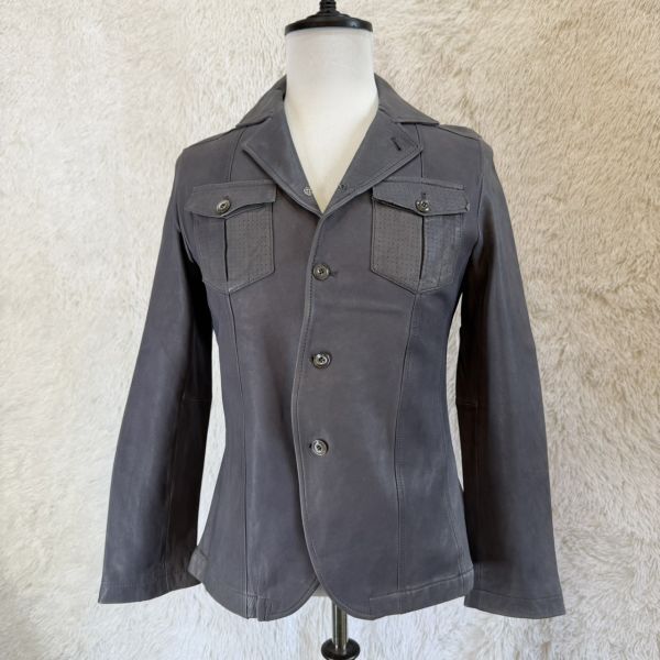 【ヴィンテージ】■EPOCA UOMO エポカ ウォモ■ レザー コート ジャケット ブルゾン アウター ライダース グレー系拍卖