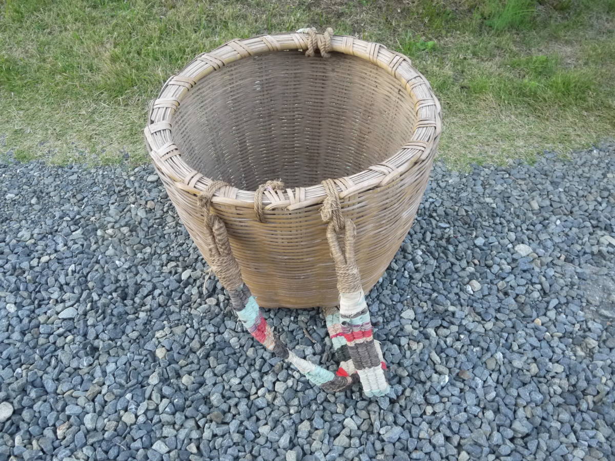 ★【TS21021】背負子/竹製/竹籠/直径50cm/古民家/古民具/昭和レトロ拍卖