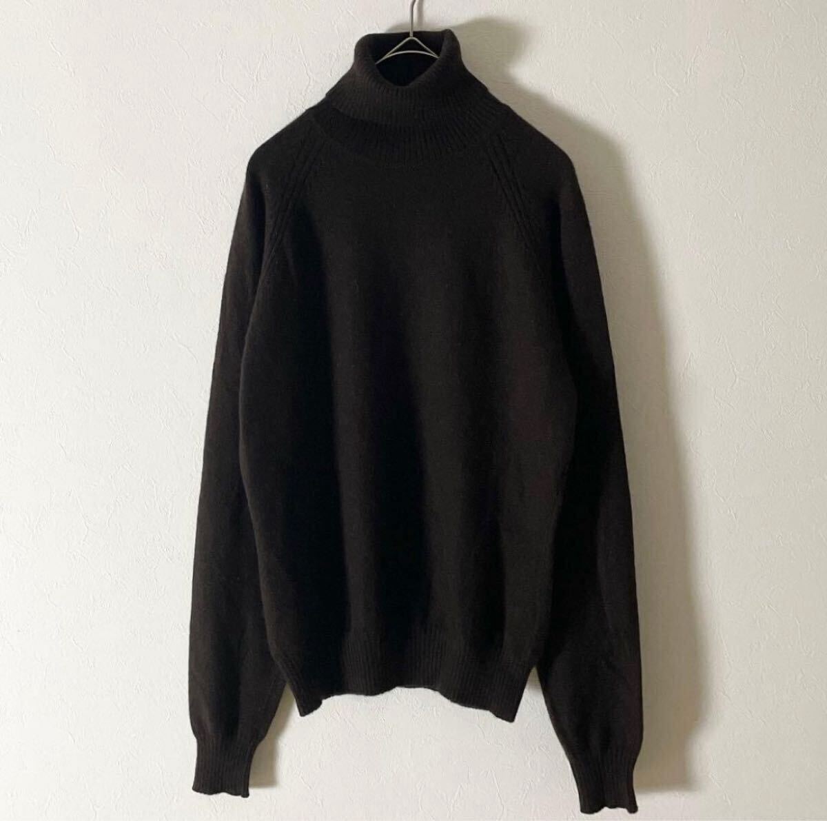 極美品 Loro Piana ロロピアーナ カシミヤ100% タートルネック ニット セーター 42 ダークブラウン 高級ニット イタリア 最高級 メンズ 拍卖