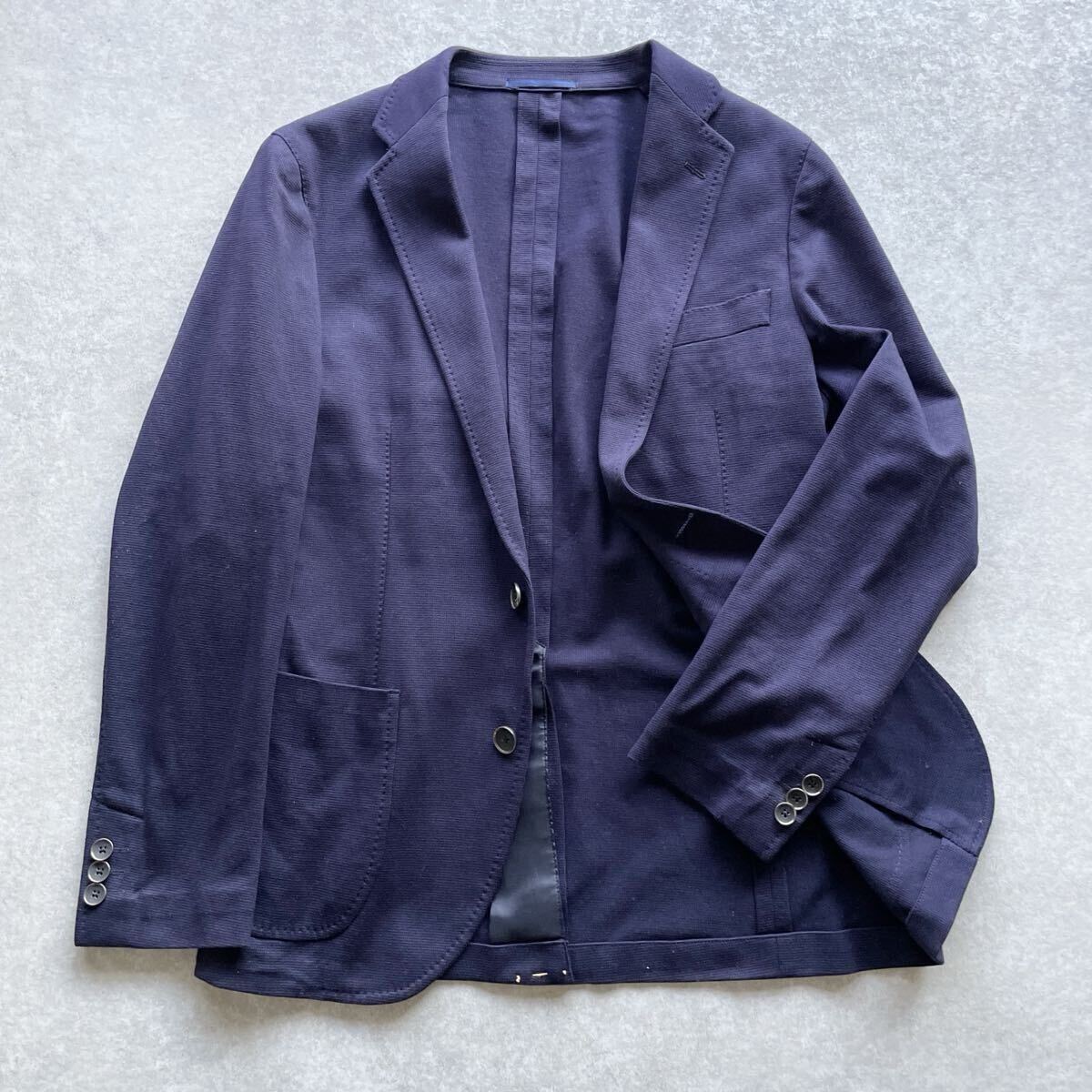 ユナイテッドアローズ UNITED ARROWS グリーンレーベルリラクシング テーラードジャケット アンコンジャケット 紺 濃紺 Lサイズ コットン拍卖