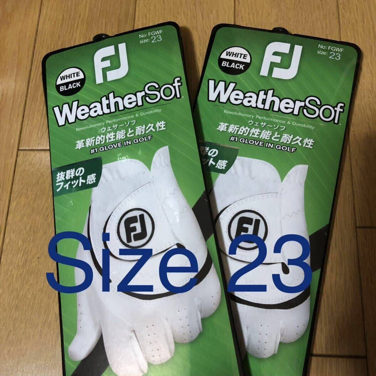送料無料 フットジョイ ウェザーソフ 左手用 23cm 2枚セット 白 新品 手袋 グローブ 拍卖