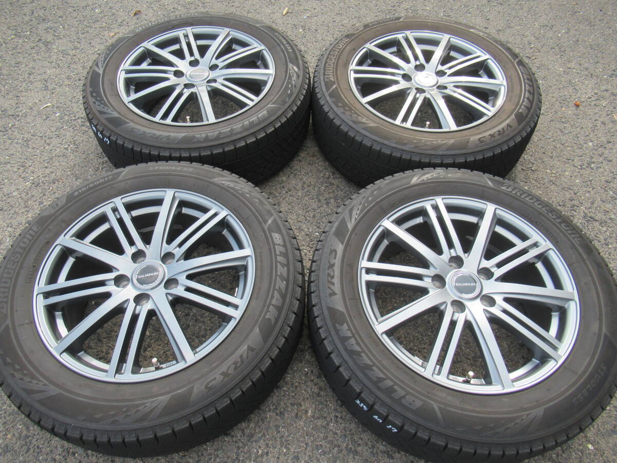 中古スタッドレス☆215/60-17 215/60R17 BS VRX3 2021年製 BSホイール 7J+45 114.3 5H カローラクロス C-HR CX-30 エクストレイル 手渡OK☆拍卖