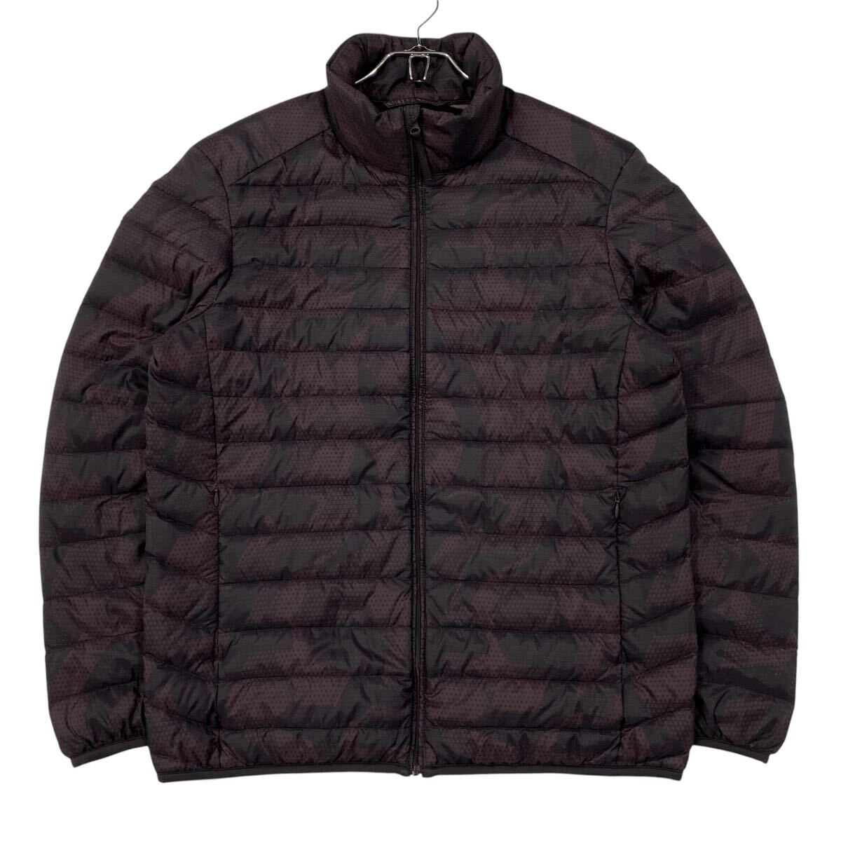 UNIQLO(ユニクロ)ウルトラライトダウンジャケット 総柄 メンズM パープル系 携帯用袋無し W100拍卖