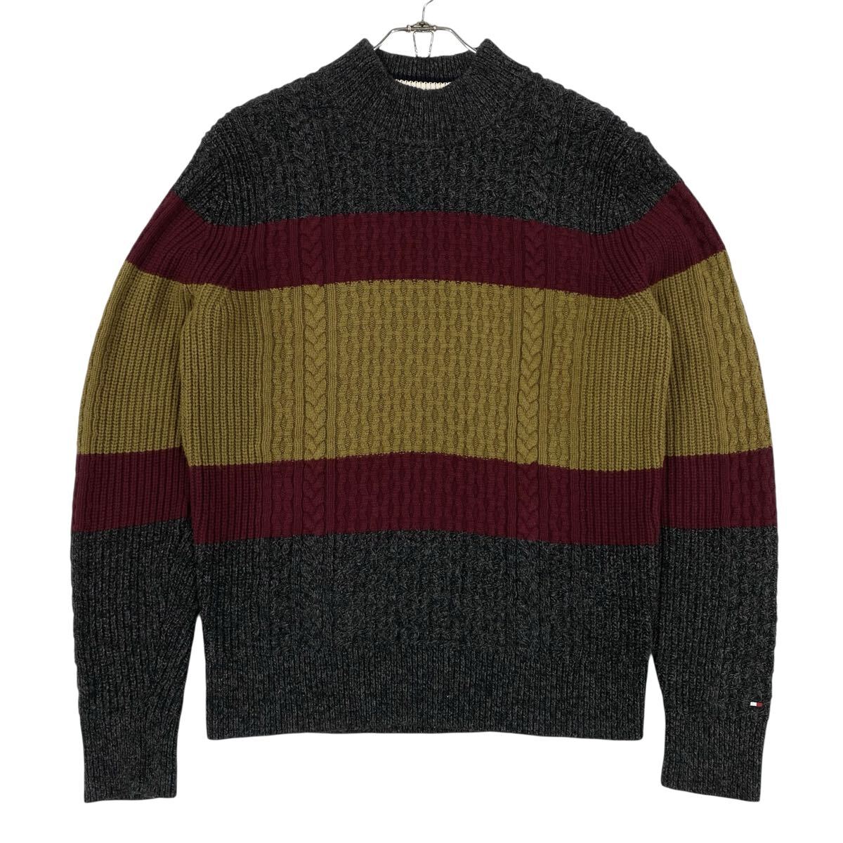 TOMMY HILFIGER(トミーヒルフィガー)配色デザインニット セーター メンズM グレー系/他拍卖