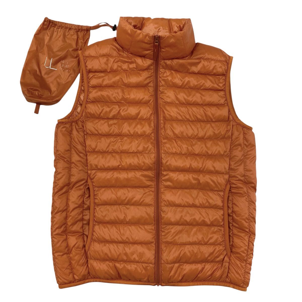 UNIQLO(ユニクロ)ウルトラライトダウンベスト メンズM オレンジ系 携帯用袋付き W12拍卖