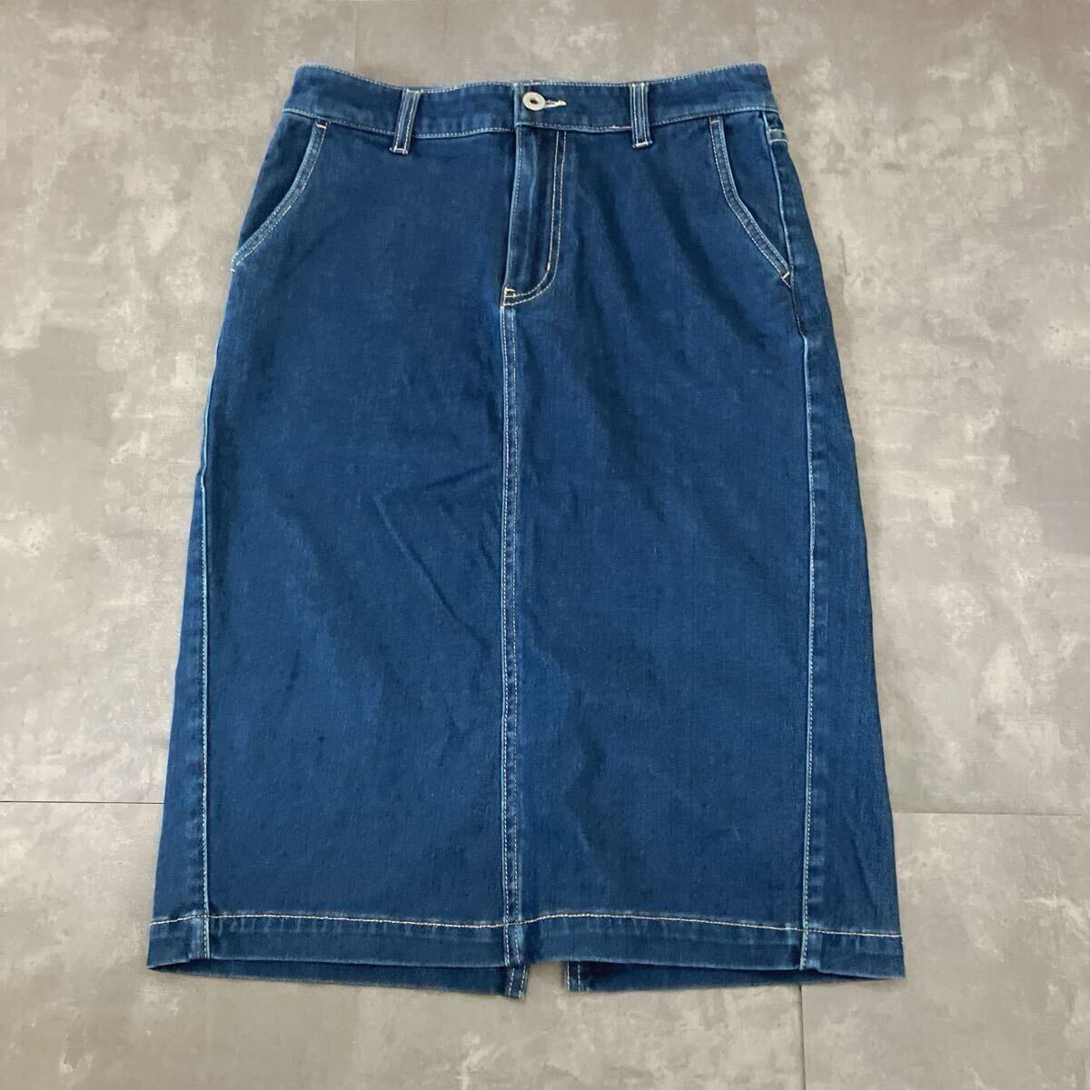 GLOBAL WORK グローバルワーク デニムスカート L ストレッチ ミモレ丈 バックスリット 綿混 レディース ゆったり拍卖