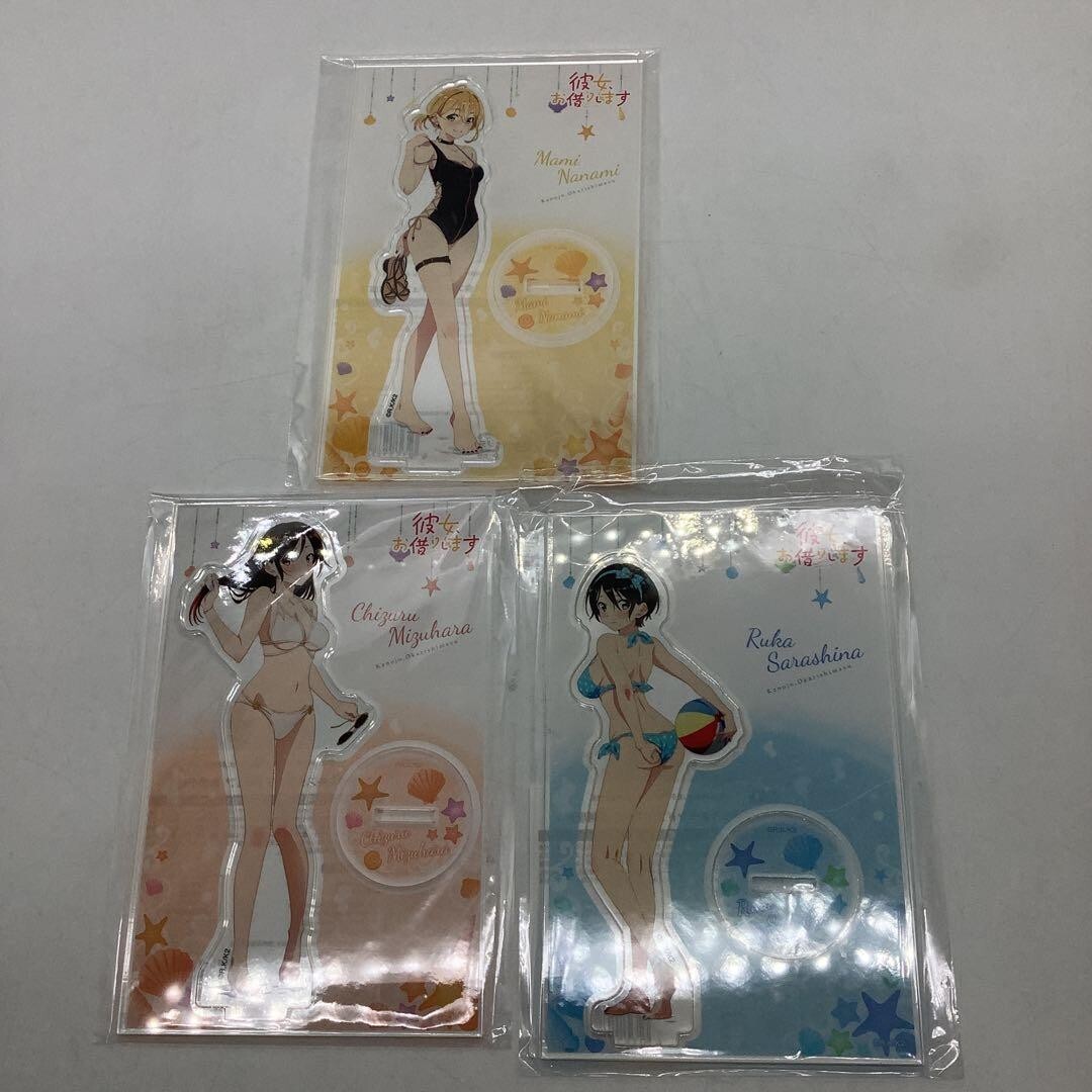 33 送¥310 1118YE04 彼女、お借りします アクリルスタンド オンラインくじ 水着と彼女 水原千鶴 七海麻美 更科瑠夏 セット 未開封品拍卖